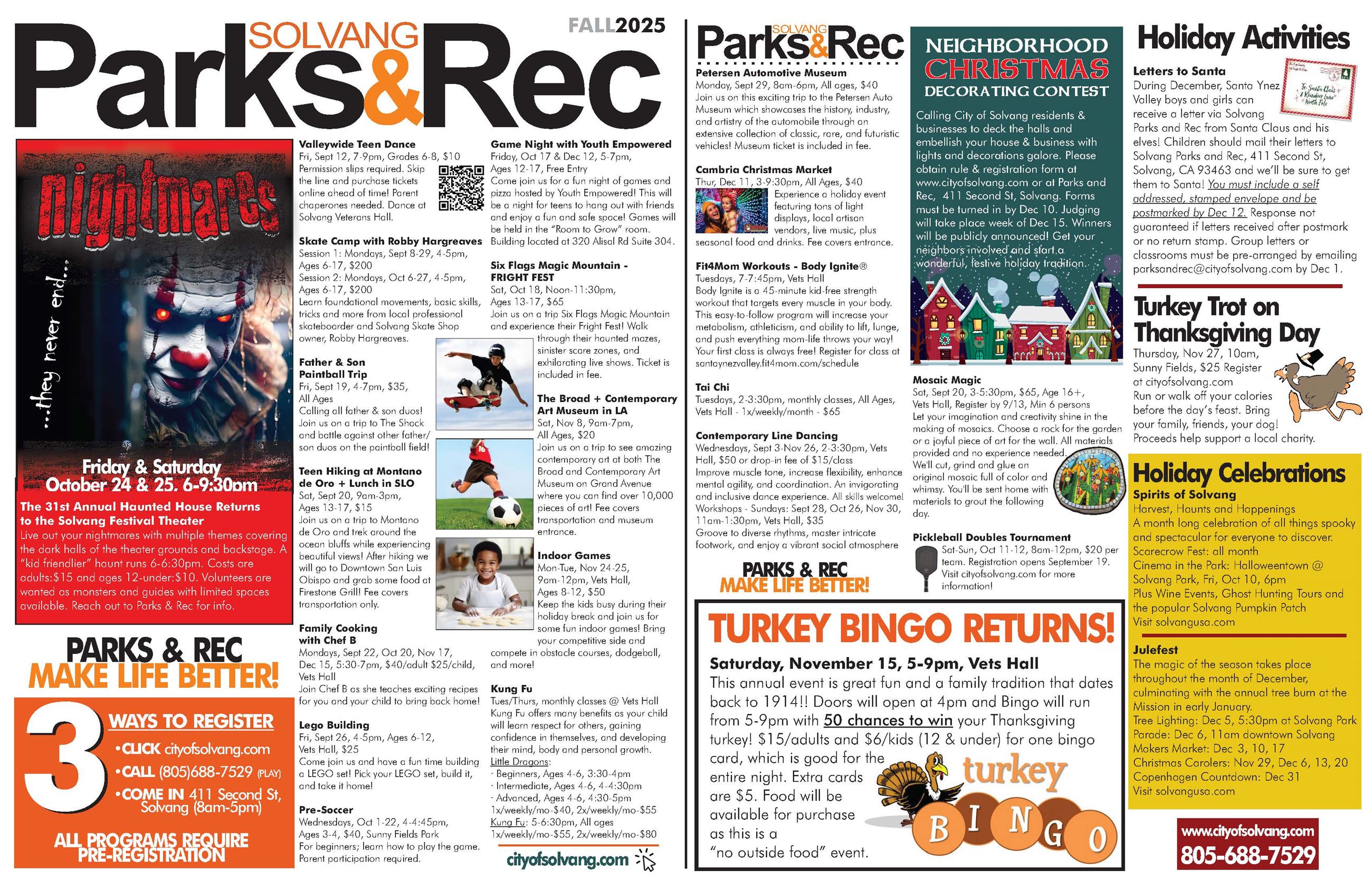 Fall 2025 Activity Calendar