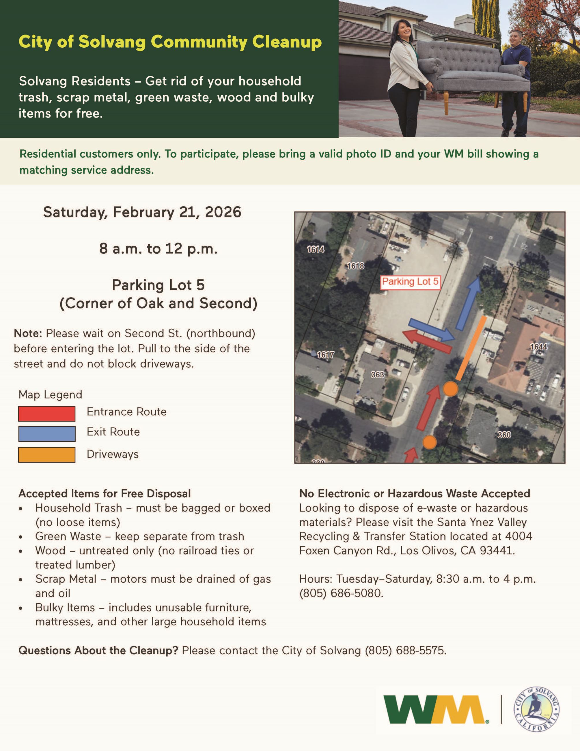 City of Solvang Community Cleanup Flyer for February 21, 2026